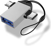 10 PCS LI-09 USB 3.0 Female naar USB-C / Type-C + Micro USB Male Multifunctionele OTG Adapter met Lanyard (zilver)