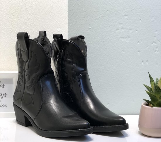 Leatherlook cowboylaarsje zwart 39 / Zwart