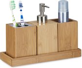 badkamer accessoires set - 4-delig - bamboe - voor wastafel