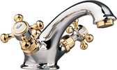 Wastafelmengkraan Sapho Antea 2-knop Uitloop 6.5 cm Chroom / Goud (incl. clickwaste)