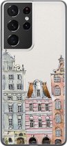 Samsung Galaxy S21 Ultra hoesje siliconen - Grachtenpandjes - Soft Case Telefoonhoesje - Amsterdam - Multi
