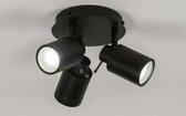 Lumidora Opbouwspot 72531 - 3 Lichts - GU10 - Zwart - Metaal - Badkamerlamp - IP44