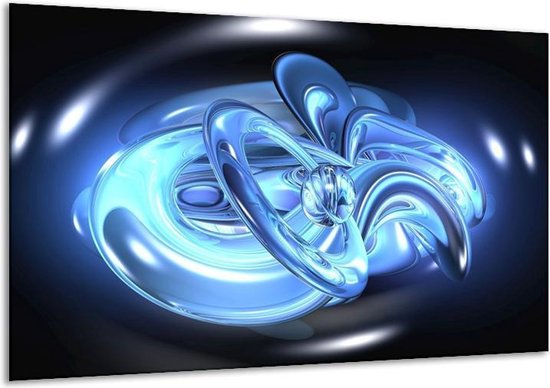 Peinture sur toile Abstrait | Bleu, blanc, noir | 120x70cm 1Hatch