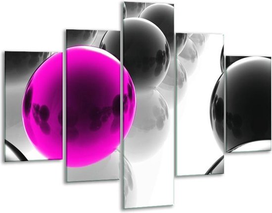 Glasschilderij Ballen | Zwart, Wit, Roze |