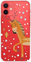 Trendy Cute Christmas Patterned Case Clear TPU Cover Phone Cases Voor iPhone 12 mini (Stag Deer)