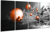 GroepArt - Glasschilderij - Design - Oranje, Grijs, Zwart - 160x80cm 4Luik - Foto Op Glas - Geen Acrylglas Schilderij - 6000+ Glasschilderijen Collectie - Wanddecoratie