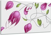 Peinture sur verre tulipe | Violet, vert, crème | 120x70cm 1Hatch | Tirage photo sur verre |  F005772