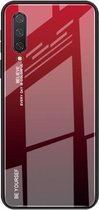 Voor Xiaomi Mi CC9 Gradient Color Glass Case (rood)