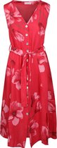 Cassis - Female - Lange linnen jurk met bloemenprint  - Framboos