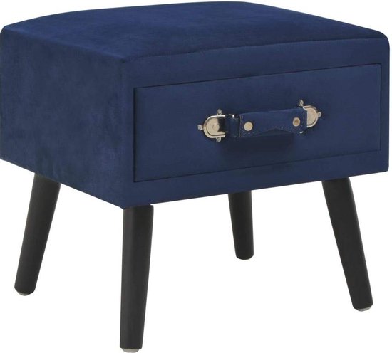 Table de chevet Medina 40x35x40 cm velours bleu