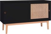 Medina Dressoir 130x40x80 cm MDF en rattan zwart
