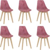 Medina Eetkamerstoelen 6 st fluweel roze