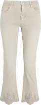 Cassis - Female - Flared broek met borduurwerk en strassteentjes  - Beige