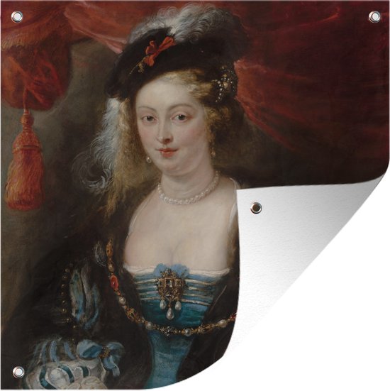 Tuindoek Portret van een vrouw - Schilderij van Peter Paul Rubens - 100x100 cm