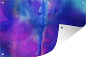 Affiche jardin - Toile jardin - Posters de jardin extérieur - Aquarelle - Blauw - Teinte - Violet - 120x80 cm - Jardin