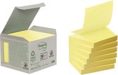 Post-it® Z-Notes, Gerecycleerd, Mini Toren, Geel, 76 x 76 mm, 6 Blokken, Non X-Wrapped, 100 Blaadjes/Blok