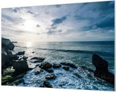 HalloFrame - Schilderij - Ondergaande Zomerzon Akoestisch - Zilver - 100 X 70 Cm