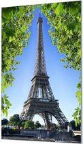 Wandpaneel Eiffeltoren Parijs Frankrijk  | 140 x 210  CM | Zwart frame | Wand-beugels (27 mm)