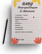 Babyshower invulkaarten – Voorspelling en adviezen kaarten – 20 stuks A5 formaat - Enkelzijdig - Babyshower cadeau