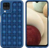 iMoshion Pop It Fidget Toy - Pop It hoesje voor de Samsung Galaxy A12 - Donkerblauw