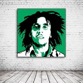 Pop Art Bob Marley Canvas - 100 x 100 cm - Canvasprint - Op dennenhouten kader - Geprint Schilderij - Popart Wanddecoratie