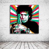 Pop Art Keith Richards Ltd Edition Canvas - 80 x 80 cm - Canvasprint - Op dennenhouten kader - Geprint Schilderij - Popart Wanddecoratie