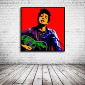 Bob Dylan Pop Art Poster in lijst - 90 x 90 cm en 2 cm dik - Fotopapier Mat 180 gr Framed - Popart Wanddecoratie inclusief lijst