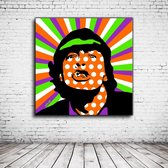 Pop Art Angus Young Canvas - 100 x 100 cm - Canvasprint - Op dennenhouten kader - Geprint Schilderij - Popart Wanddecoratie