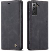 CaseMe - Hoesje geschikt voor Samsung Galaxy S21 FE -Wallet Book Case - Magneetsluiting - Zwart