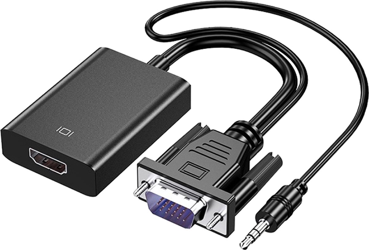 Garpex VGA (+ Audio) naar HDMI Adapter Converter Universeel - Met 3.5MM Jack Aux & USB Voeding Kabe
