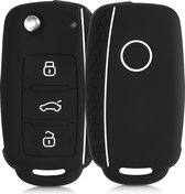 kwmobile autosleutel hoesje voor VW Skoda Seat 3-knops autosleutel - Autosleutel behuizing in zwart / wit