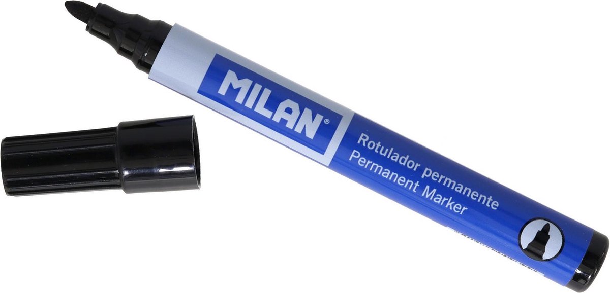 Milan Permanente Markers Zwart Rond - 12 Stuks