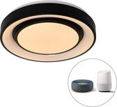 QAZQA jochie - Moderne LED Dimbare Plafondlamp met Dimmer - 1 lichts - Ø 38 cm - Zwart -  Woonkamer | Slaapkamer | Keuken