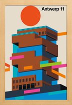 JUNIQE - Poster in houten lijst Antwerp 11 -40x60 /Kleurrijk