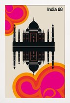 JUNIQE - Poster in houten lijst Vintage India 68 -30x45 /Kleurrijk