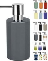Spirella zeeppompje/dispenser Sienna - glans donkergrijs - porselein - 16 x 7 cm - 300 ml - badkamer/toilet/keuken