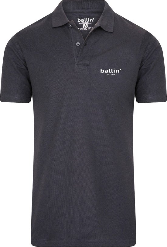 Heren Polo SS met Ballin Est. 2013 Basic Polo Print - Grijs - Maat XXL