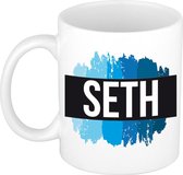 Seth naam cadeau mok / beker met verfstrepen - Cadeau collega/ vaderdag/ verjaardag of als persoonlijke mok werknemers