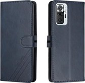 Voor Xiaomi Redmi Note 10 Pro Stiksels Stijl 2-Kleur Koe Textuur Horizontale Flip PU Lederen Case met Houder & Kaartsleuf & Lanyard (Blauw)