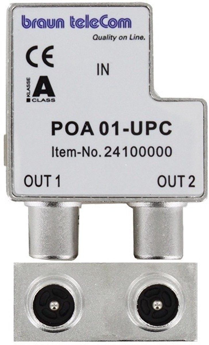Braun Telecom TV splitter POA 01-UPC met 2 uitgangen - 4 dB / 5-2000 MHz (Horizon Box)