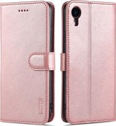 AZNS Skin Feel Calf Texture Horizontal Flip Leather Case met kaartsleuven & houder & portemonnee voor iPhone XR (rosé goud)