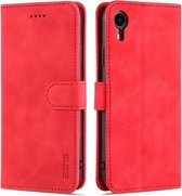 AZNS Skin Feel Calf Texture Horizontal Flip Leather Case met kaartsleuven & houder & portemonnee voor iPhone XR (rood)