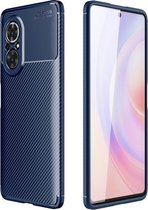 Voor Honor 50 SE koolstofvezeltextuur schokbestendig TPU-hoesje (blauw)