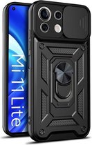 Voor Geschikt voor Xiaomi Mi 11 Lite 5G/4G Schuifcamera Cover Ontwerp TPU + PC Beschermhoes (Zwart)