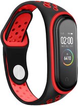 Siliconen Smartwatch bandje - Geschikt voor Xiaomi Mi Band 6 sport bandje - zwart/rood - Strap-it Horlogeband / Polsband / Armband