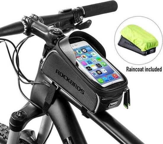 Decopatent ® PRO Sacoche pour cadre de vélo avec support pour téléphone - Sacoche pour cadre Sacoche pour vélo - Étanche - Vélo de route - VTT - Vélo - Téléphone portable jusqu'à 6,5 pouces