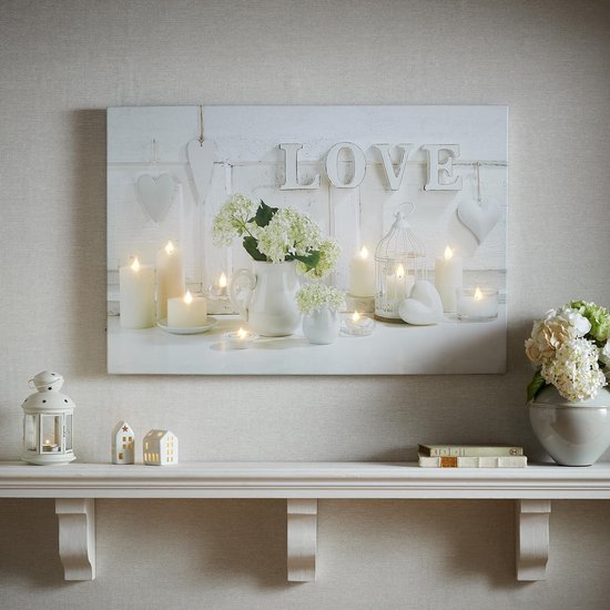 Art for the Home - Canvas LED - Hearts & Love - 60x90 cm | bol.com