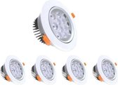 Ronde LED inbouwspot verstelbaar 12W 80 ° (5 stuks) - Wit licht - Overig - wit - Pack de 5 - Wit Neutre 4000K - 5500K - SILUMEN