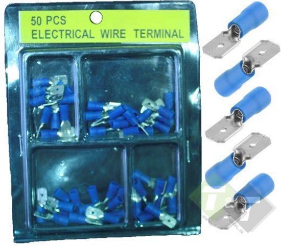 Patin de câble, 50 pièces, plat mâle, largeur 6,3 mm, prise ampli