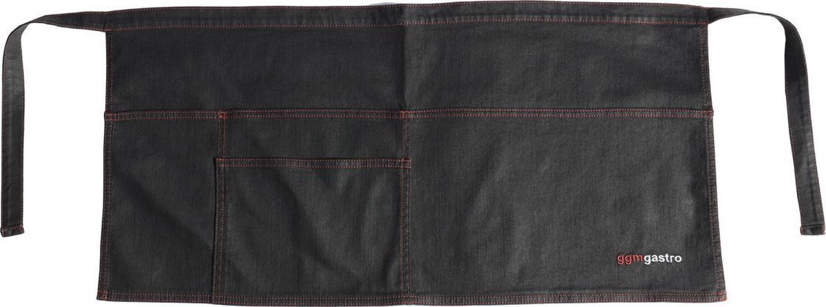 (2 stuks) Bistro schort - kort - met zak - Jeans look - zwart | GGM Gastro